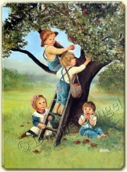 elma ağacından nasiplenen çocuklar
