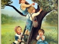 elma ağacından nasiplenen çocuklar